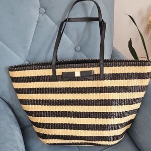 Kate Spade  Black and Tan Striped Tote Bag